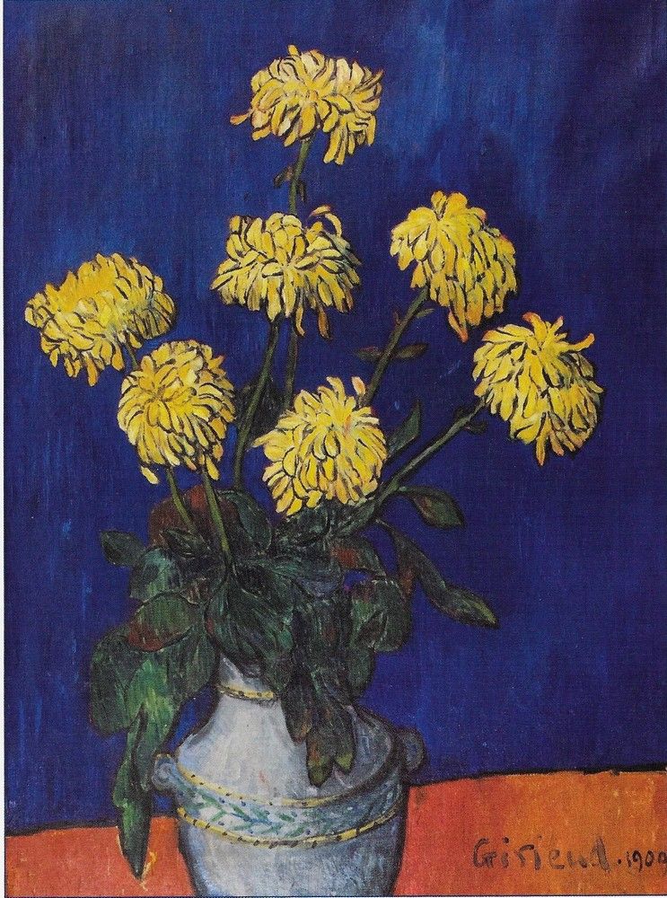 G26B-Chrysanthemes-fond-bleu-Pierre-Girieud-1909