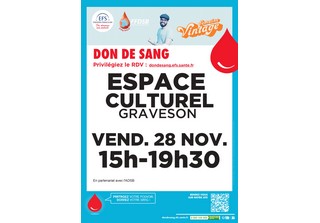 Don du Sang - Vendredi 28 novembre Espace Culturel